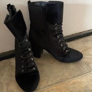 Black suede boot heels